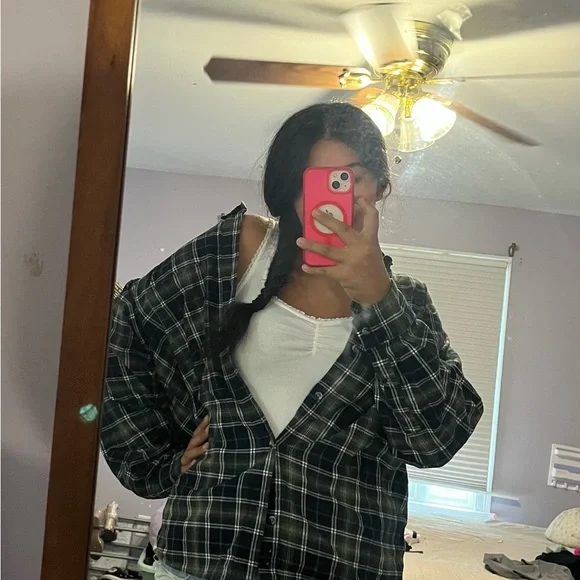 Abercrombie & Fitch Green and Blue Casual Button Down Shirt - Picture 6 of 6